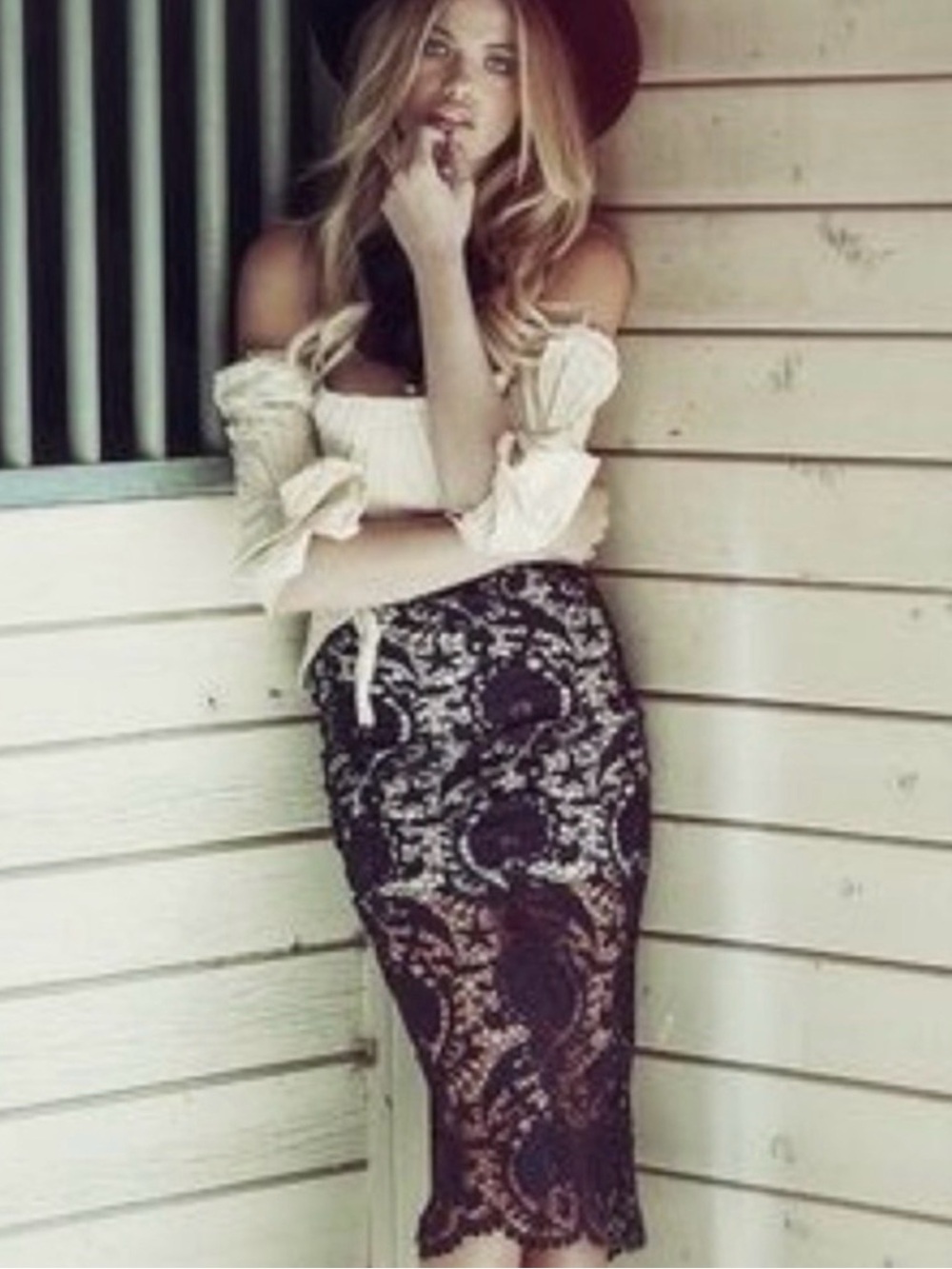 Stone Cold Fox Elliot Lace Midi Skirt 3